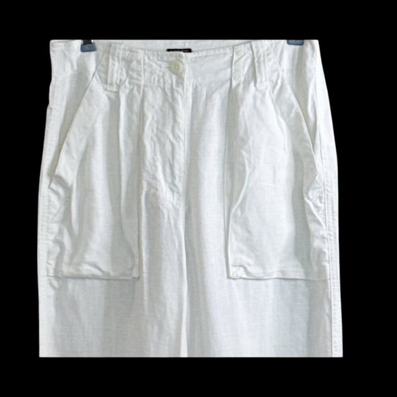 J. Crew Women's Utility Cargo Pants White Pockets Linen Blend Size 0 NWT - Picture 7 of 9